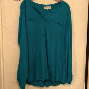 Turquoise long sleeved top from Jones New York
